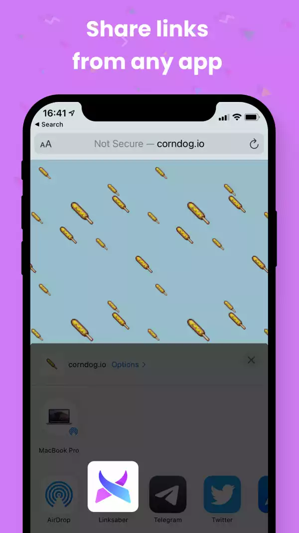 Share links to Linksaber from any app